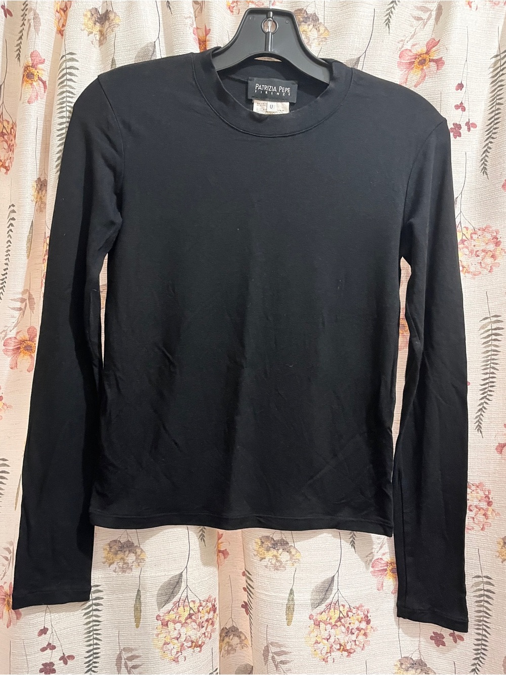 Patrizia Pepe Black Slim Long-Sleeve Crewneck Top